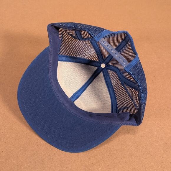 Vintage NAPA Auto Parts Trucker Hat Blue Mesh Snapback Cap Yellow Patch USA - Picture 3 of 6